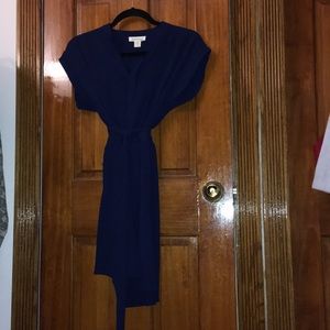 Blue mini v neck casual dress